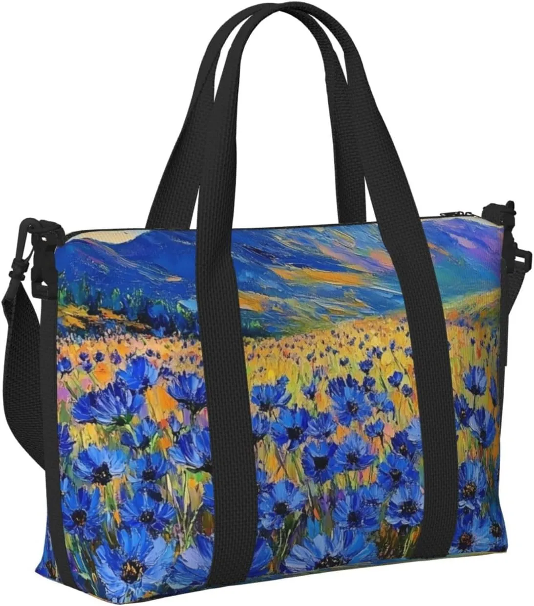 cornflowers bloom print Travel Duffel Bag, Sports Tote Gym Bag, Swim Pool Bag Large Shoulder Tote Bag for Beach Weekender