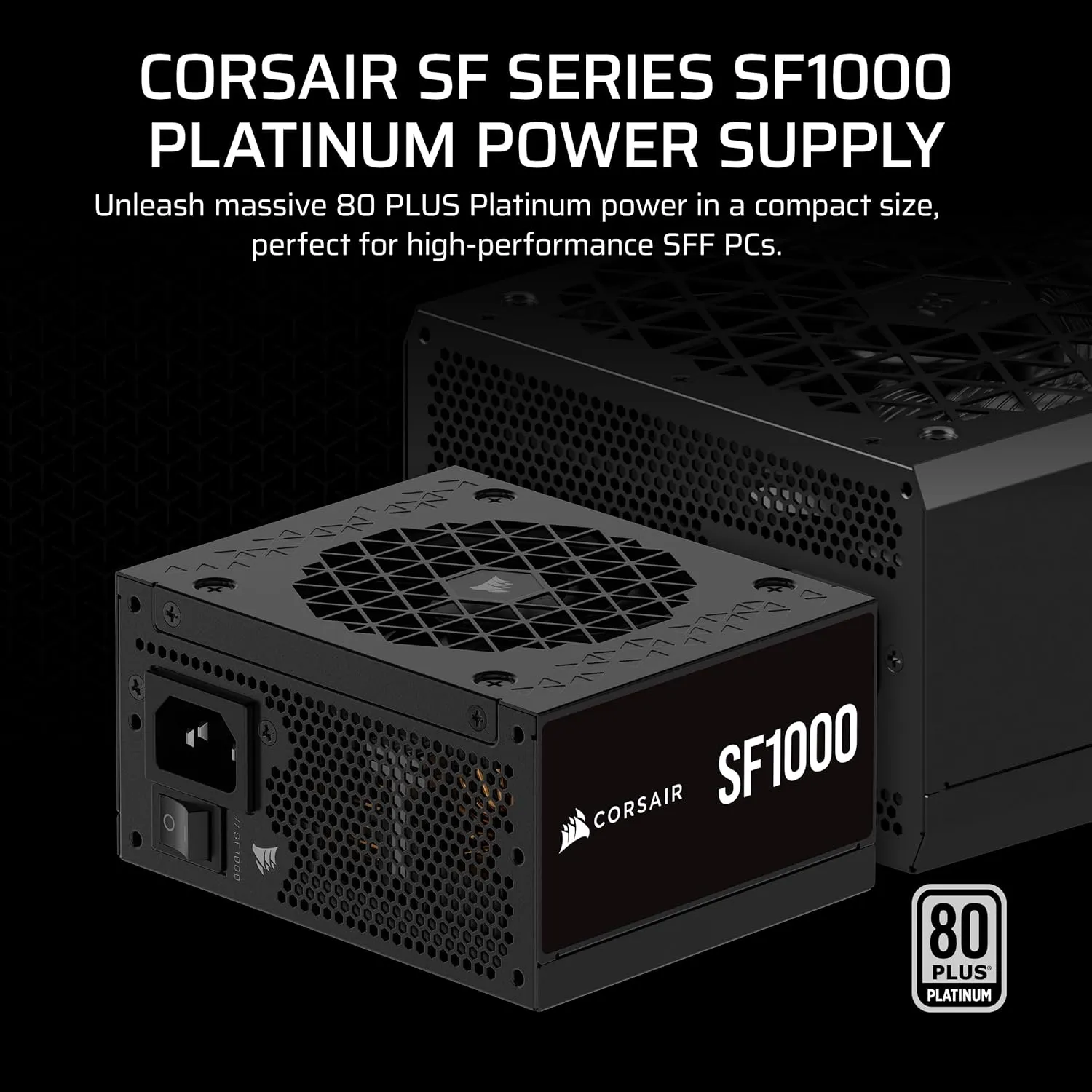 CORSAIR SF1000 (2024) Fully Modular Low Noise 80 Plus Platinum ATX Power Supply – 3.0 Compliant – PCIe 5.0 Ready – SFX-to-ATX Bracket Included – Black