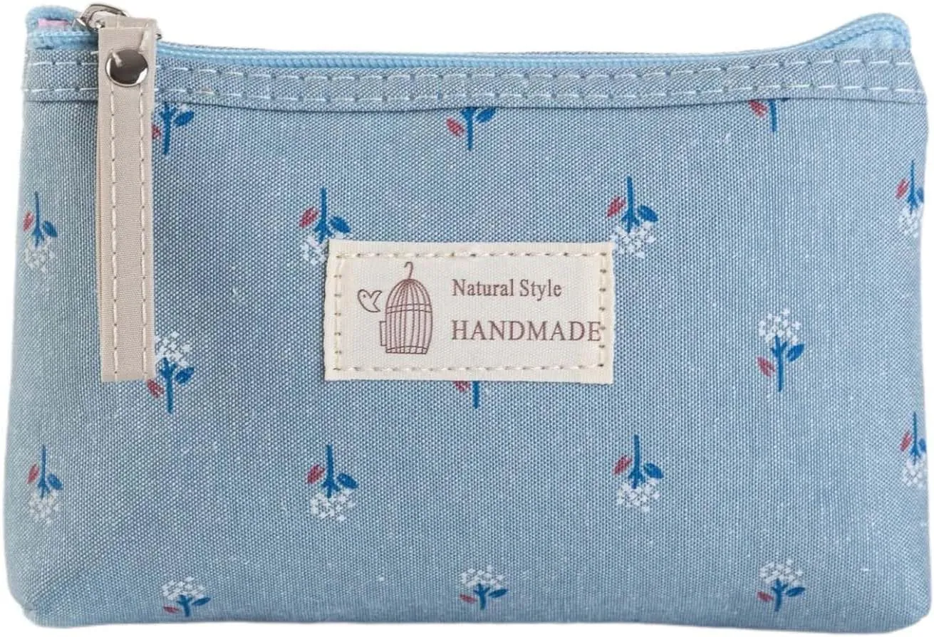 Cosmetic Bag for Women Travel Makeup Bag Toiletry Bag Small Zipper Pouch Cute Purse Make up Travel Organizer Skincare Bag Cosmetic Pouch (B-blue)