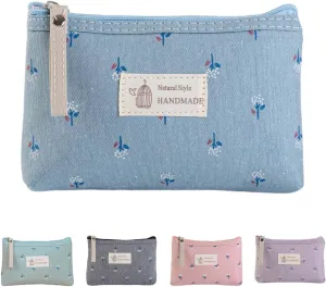 Cosmetic Bag for Women Travel Makeup Bag Toiletry Bag Small Zipper Pouch Cute Purse Make up Travel Organizer Skincare Bag Cosmetic Pouch (B-blue)