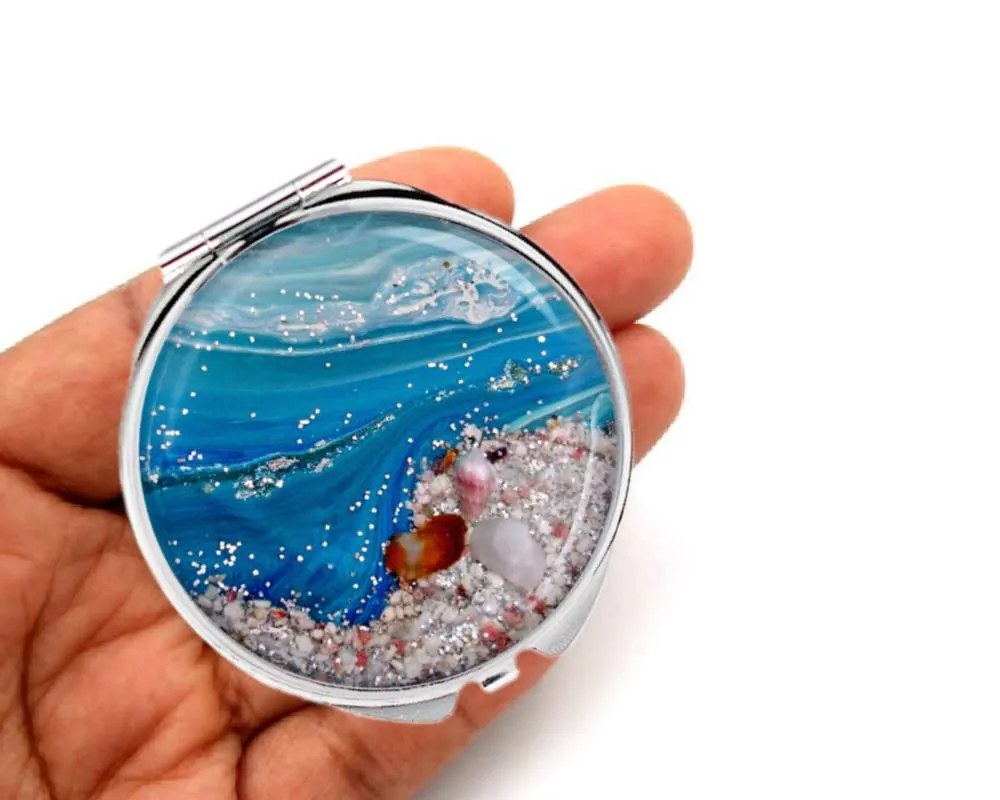 cosmetic makeup mirror personalized gift, travel handheld mirror, portable compact mirror (STYLE C)