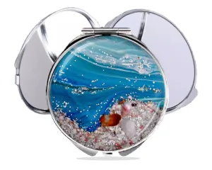 cosmetic makeup mirror personalized gift, travel handheld mirror, portable compact mirror (STYLE C)