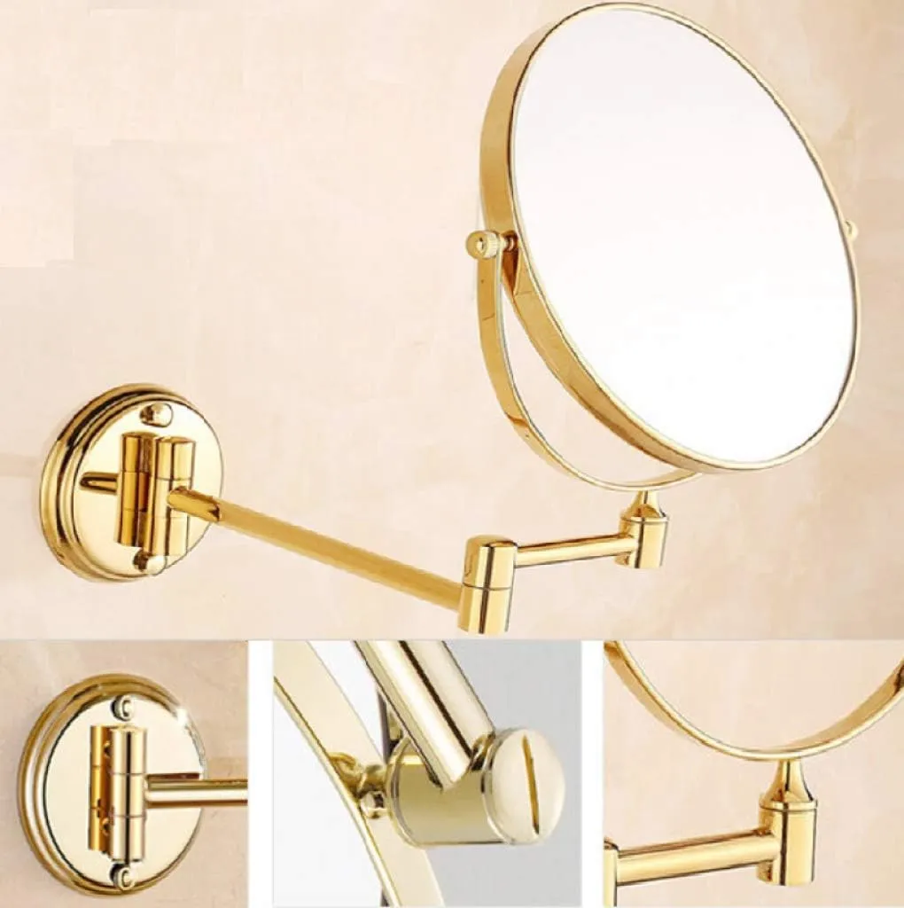 Cosmetic Mirror Wall Mounted, Two-Sided Swivel Vanity Mirror,Ideal for Everyday Shaving and Makeup,Gold_6 inch(6 inch)