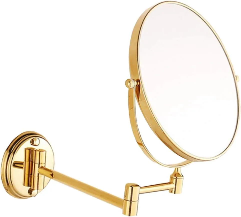Cosmetic Mirror Wall Mounted, Two-Sided Swivel Vanity Mirror,Ideal for Everyday Shaving and Makeup,Gold_6 inch(6 inch)