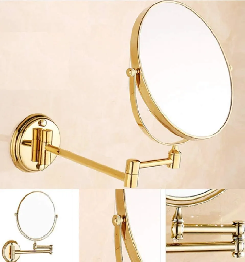 Cosmetic Mirror Wall Mounted, Two-Sided Swivel Vanity Mirror,Ideal for Everyday Shaving and Makeup,Gold_6 inch(6 inch)