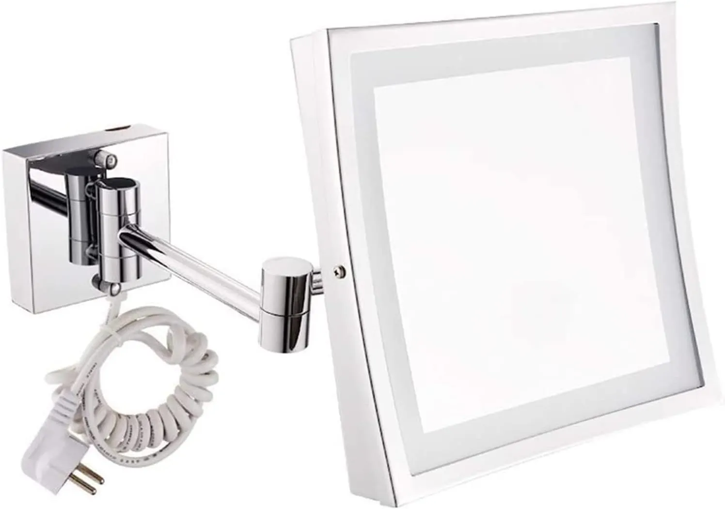 Cosmetic Vanity Mirror Lighted Makeup Mirror Square 8 Inch Led Makeup Mirror Bathroom Mirror Bathroom Wall Mounted Stainless Steel