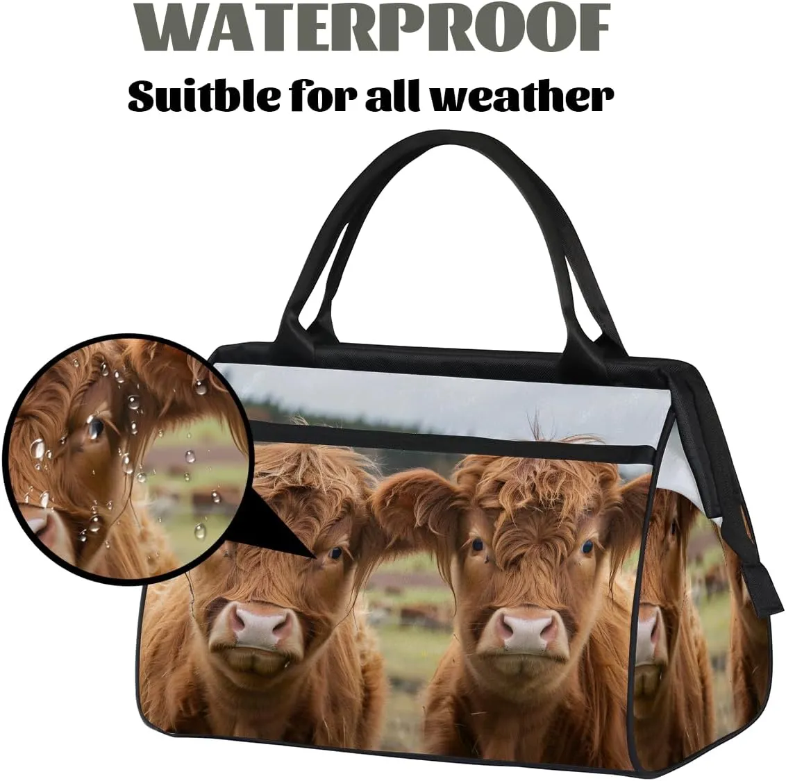 Countryside Animals Alpine Cattle Weekender Overnight Bag for Women Waterproof Carry On Travel Duffle Bags with Pocket Lightweight Sports Gym Tote Bag Large Luggage Workout Personal Item Hospital Bags