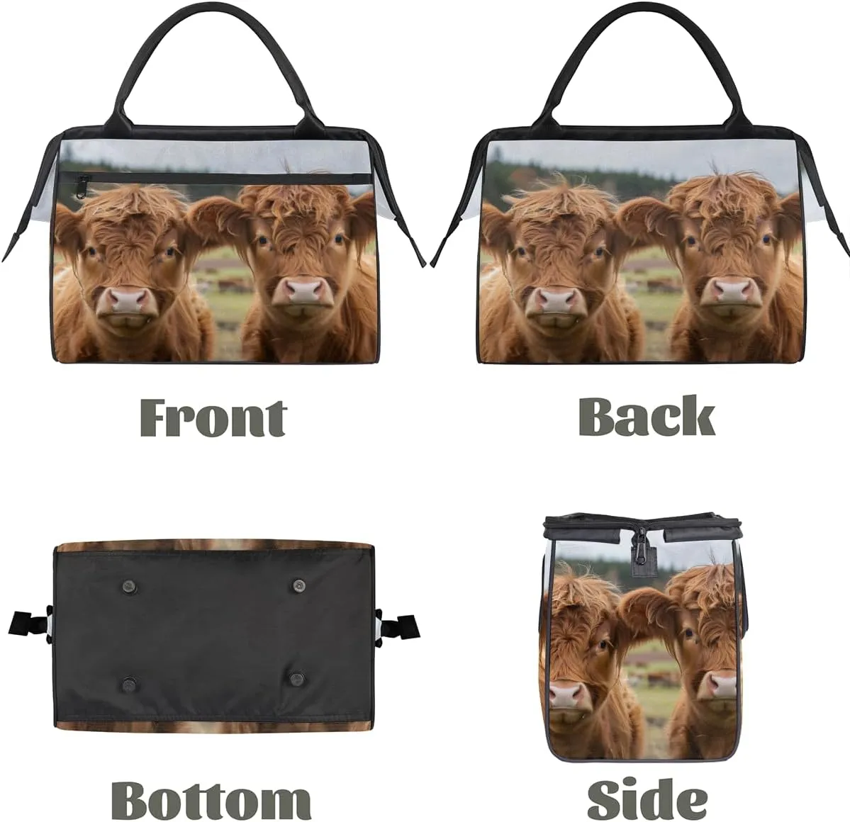 Countryside Animals Alpine Cattle Weekender Overnight Bag for Women Waterproof Carry On Travel Duffle Bags with Pocket Lightweight Sports Gym Tote Bag Large Luggage Workout Personal Item Hospital Bags