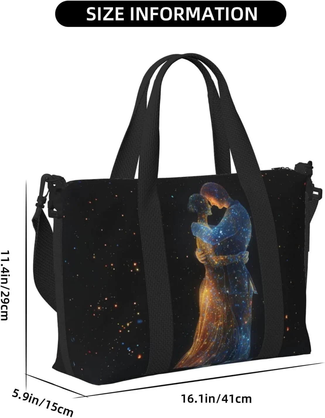 couple hugging each other print Travel Duffel Bag, Sports Tote Gym Bag, Swim Pool Bag Large Shoulder Tote Bag for Beach Weekender, 202-406-121