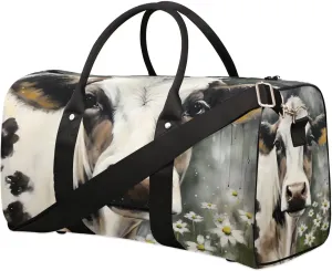 Cow Travel Duffel Bag for Women Men Waterproof Foldable Overnight Weekender Bag Large Capacity Sports Gym Bag