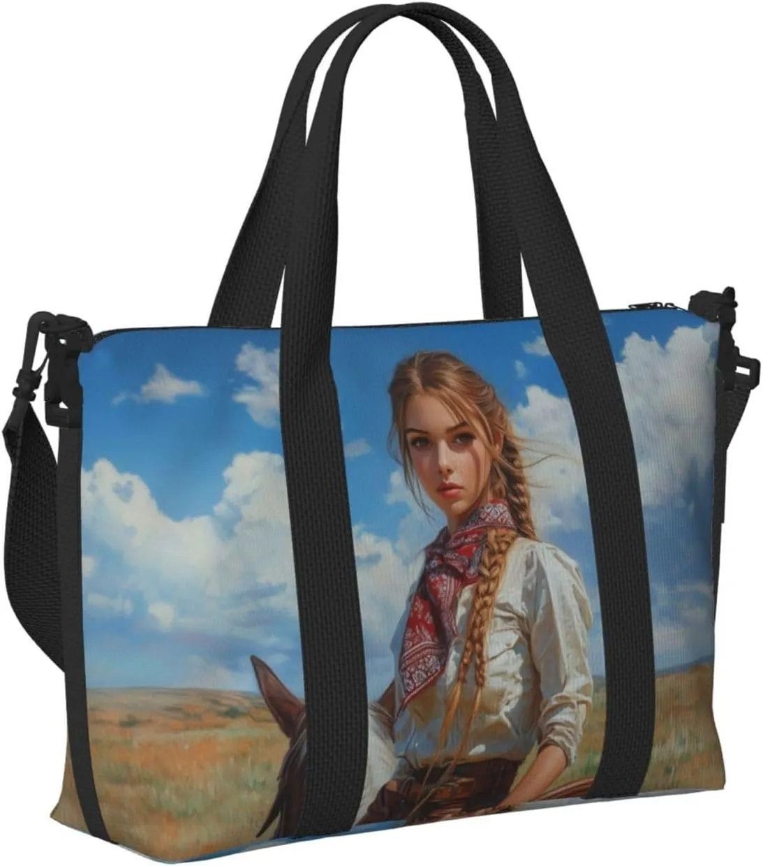 cowgirl print Travel Duffel Bag, Sports Tote Gym Bag, Swim Pool Bag Large Shoulder Tote Bag for Beach Weekender