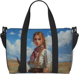 cowgirl print Travel Duffel Bag, Sports Tote Gym Bag, Swim Pool Bag Large Shoulder Tote Bag for Beach Weekender