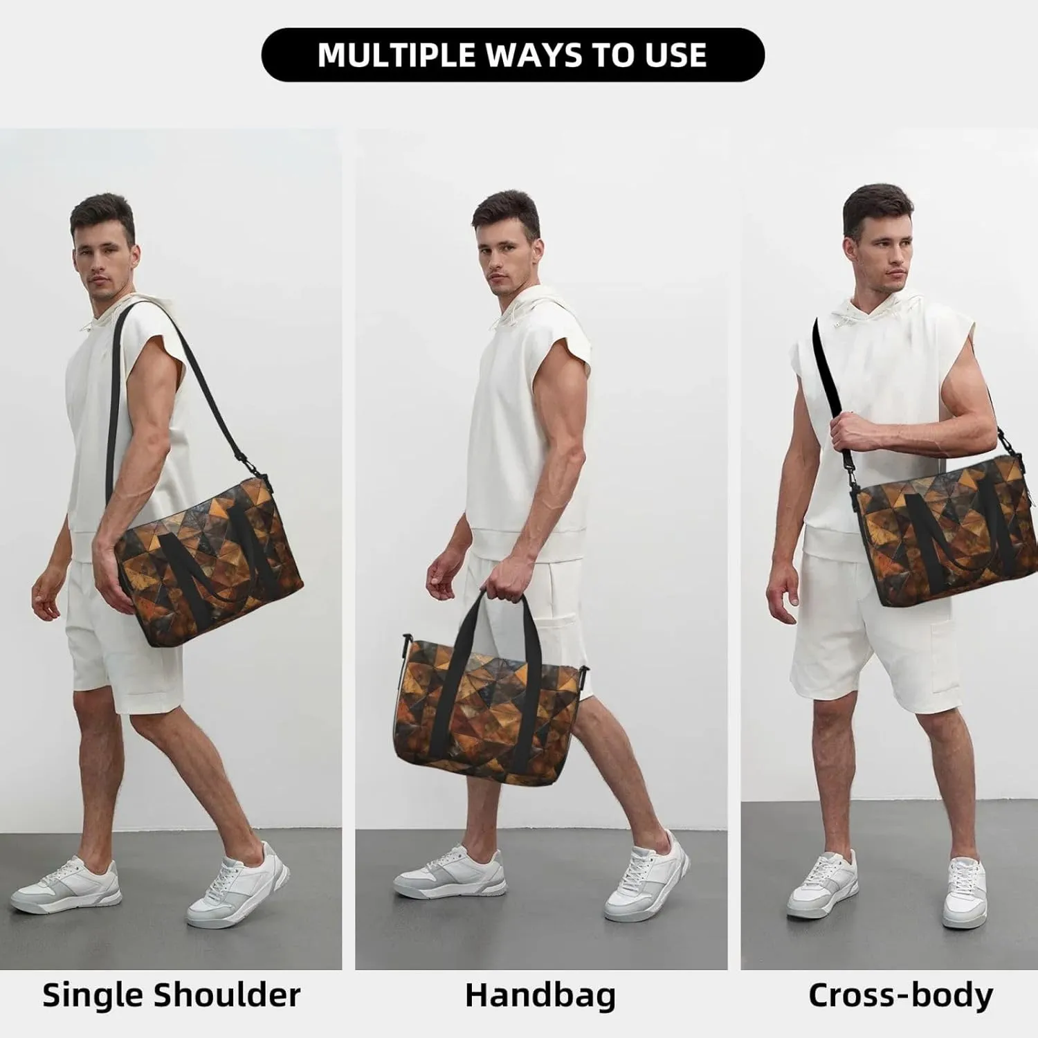 cowhide print Travel Duffel Bag, Sports Tote Gym Bag, Swim Pool Bag Large Shoulder Tote Bag for Beach Weekender