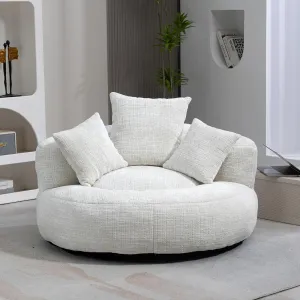 Cozy Bean Bag Lounger for Relaxation and Comfort, Ergonomic Design with Backrest and Pillows, Beige Chenille, Indoor & Outdoor Use