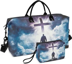Cross Abstract Nebula Duffel Bag for Traveling, Travel Bag Gym Bag, with Multiple Interior Pockets Shoulder Weekender Bag for Women Men with Toiletry Bag 20.5L x 1.9W x 13.8H