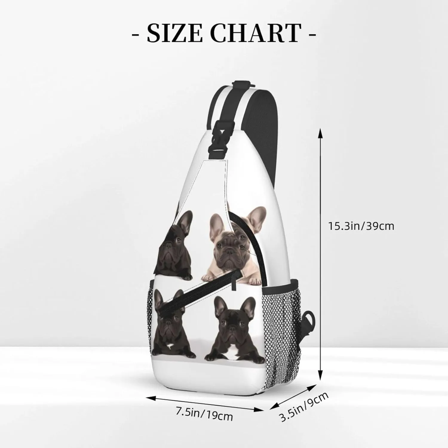 Cross Chest Bag Diagonally Sling Backpack Crossbody Shoulder Bag french bulldog Sling Bag Travel Hiking Daypack
