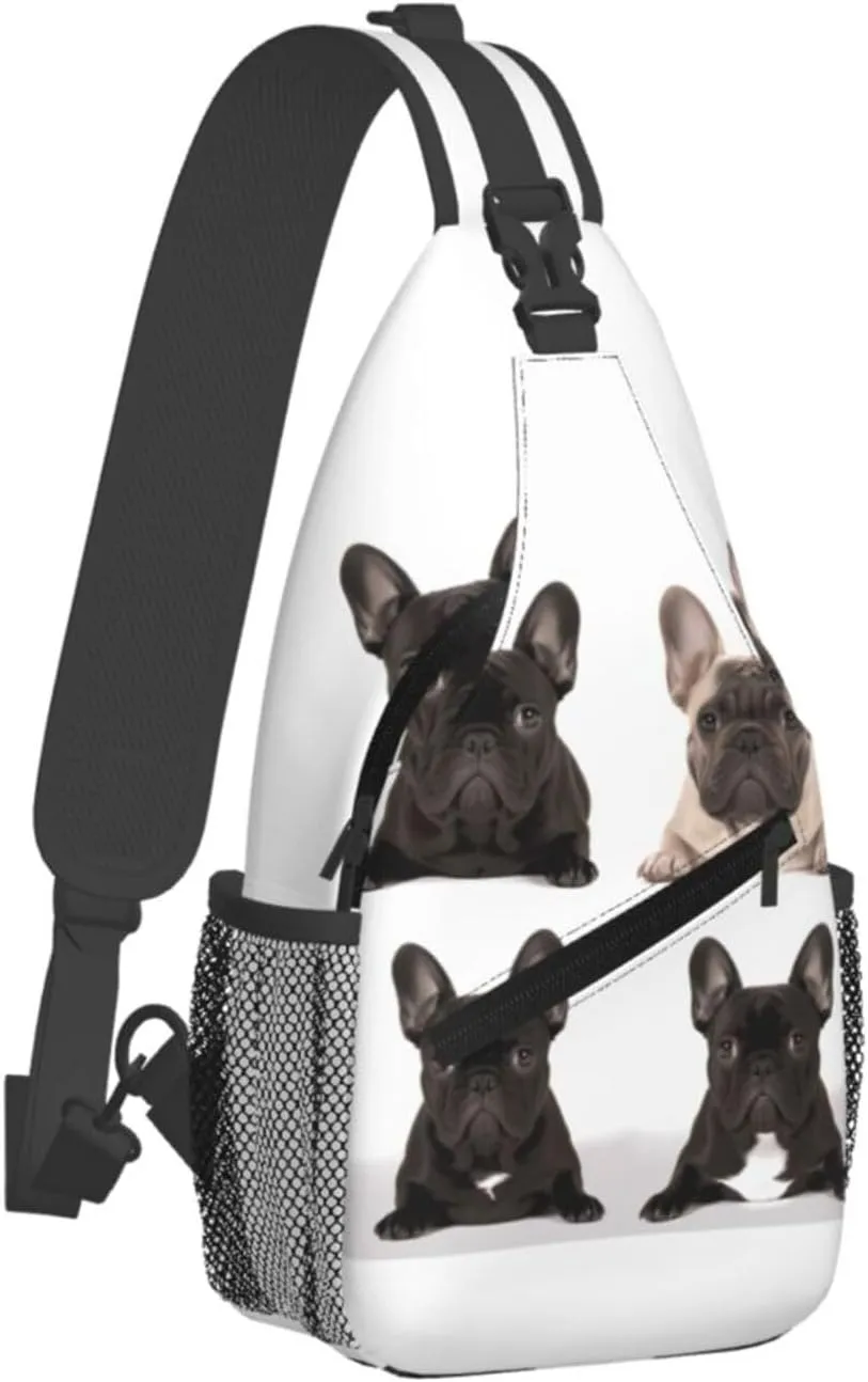 Cross Chest Bag Diagonally Sling Backpack Crossbody Shoulder Bag french bulldog Sling Bag Travel Hiking Daypack