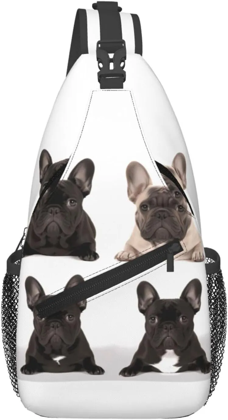 Cross Chest Bag Diagonally Sling Backpack Crossbody Shoulder Bag french bulldog Sling Bag Travel Hiking Daypack