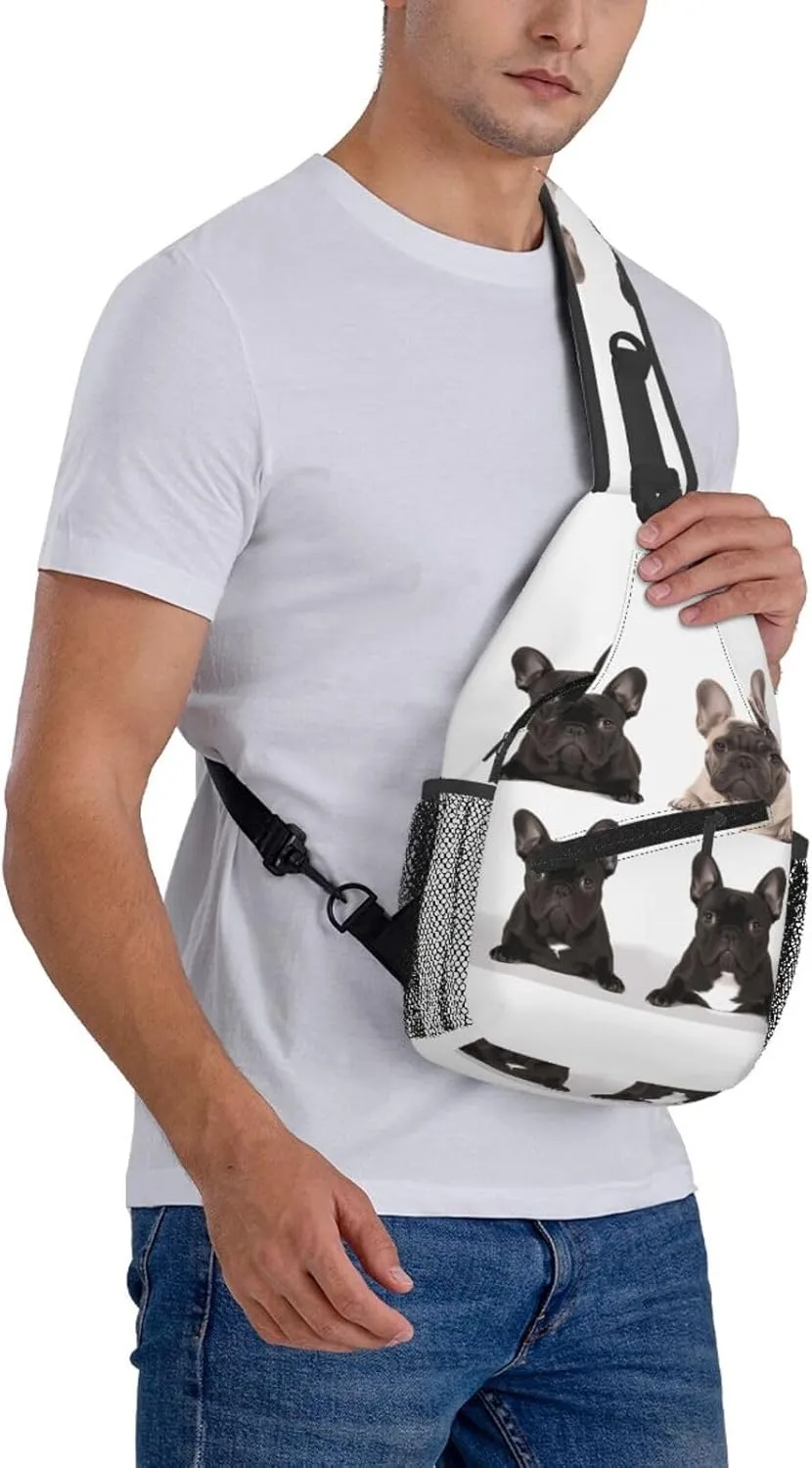 Cross Chest Bag Diagonally Sling Backpack Crossbody Shoulder Bag french bulldog Sling Bag Travel Hiking Daypack