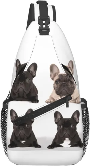 Cross Chest Bag Diagonally Sling Backpack Crossbody Shoulder Bag french bulldog Sling Bag Travel Hiking Daypack