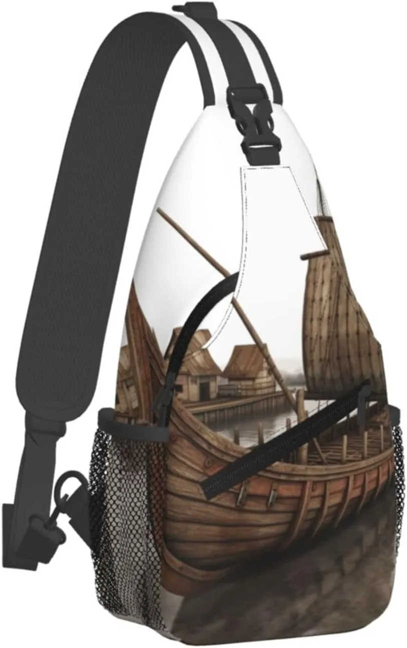 Cross Chest Bag Diagonally Sling Backpack Crossbody Shoulder Bag Owl Tree Branches Sling Bag Travel Hiking Daypack
