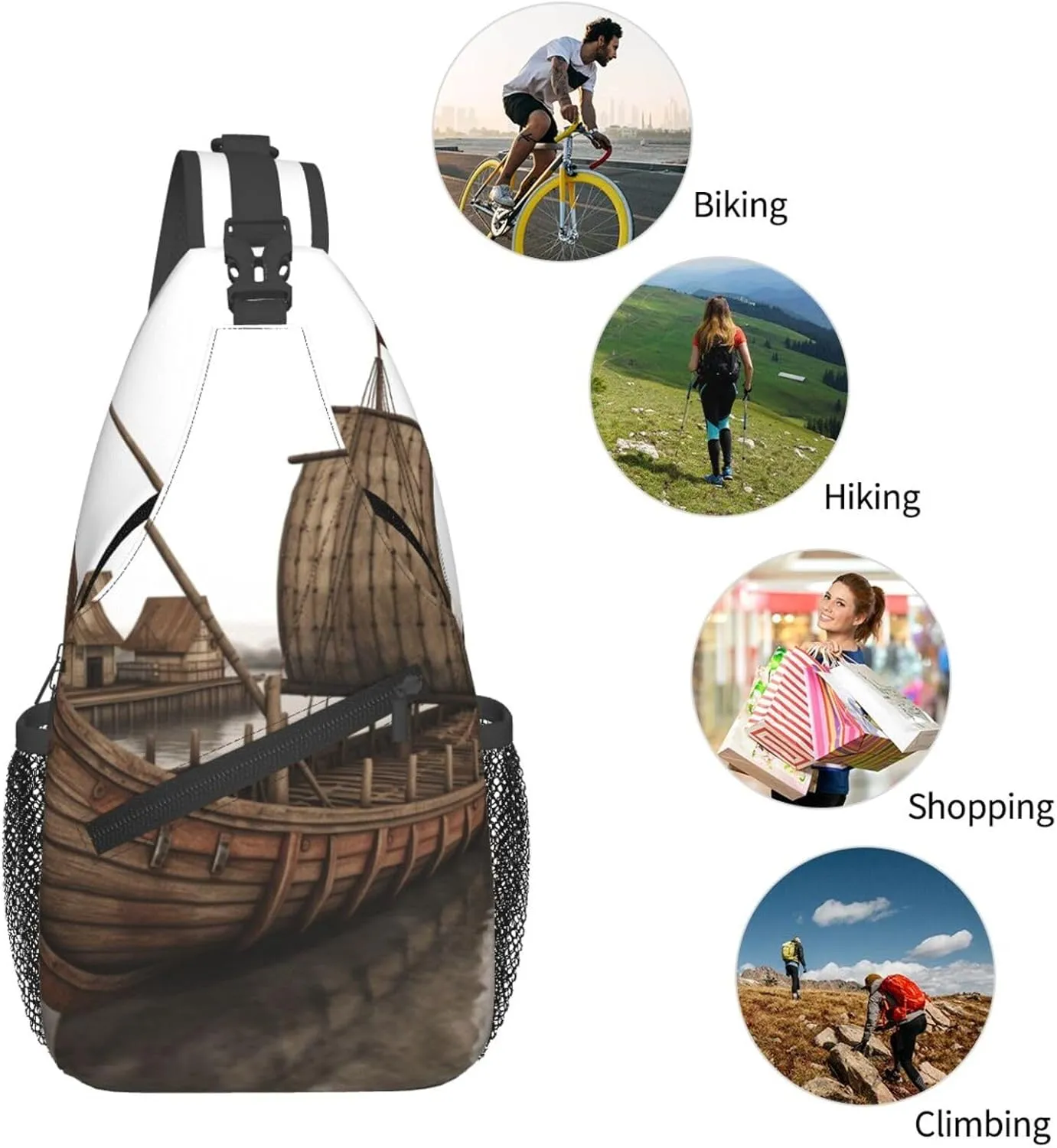 Cross Chest Bag Diagonally Sling Backpack Crossbody Shoulder Bag Owl Tree Branches Sling Bag Travel Hiking Daypack
