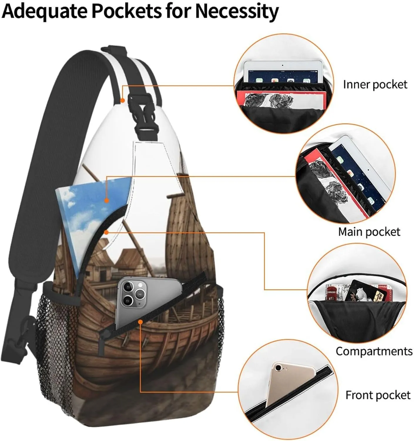 Cross Chest Bag Diagonally Sling Backpack Crossbody Shoulder Bag Owl Tree Branches Sling Bag Travel Hiking Daypack