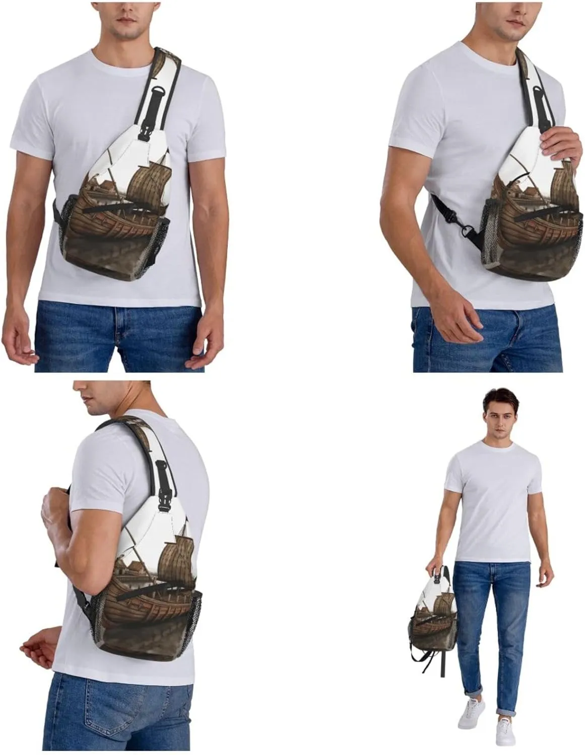 Cross Chest Bag Diagonally Sling Backpack Crossbody Shoulder Bag Owl Tree Branches Sling Bag Travel Hiking Daypack
