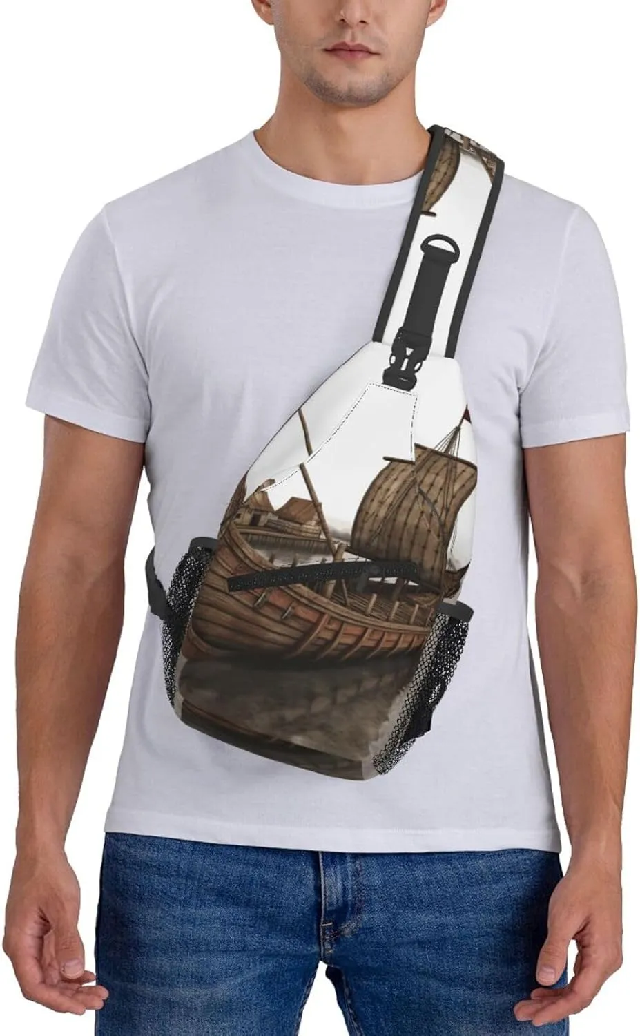 Cross Chest Bag Diagonally Sling Backpack Crossbody Shoulder Bag Owl Tree Branches Sling Bag Travel Hiking Daypack