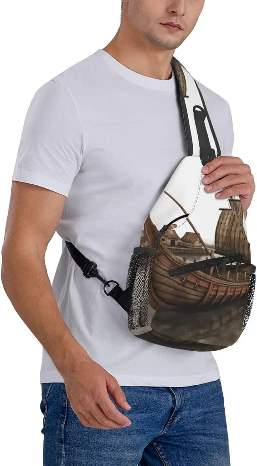 Cross Chest Bag Diagonally Sling Backpack Crossbody Shoulder Bag Owl Tree Branches Sling Bag Travel Hiking Daypack