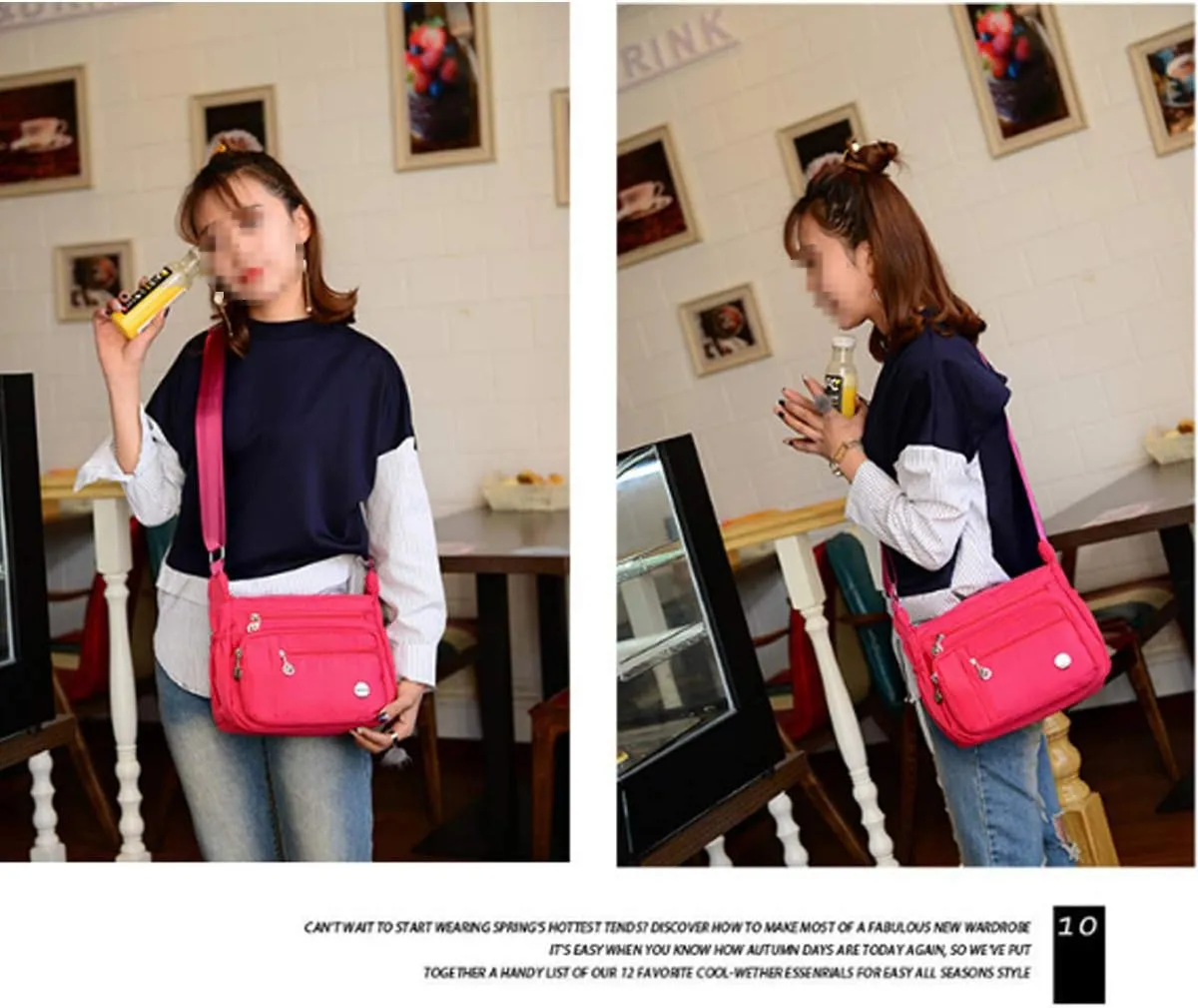 Crossbody Bag for Women Waterproof Shoulder Bag Messenger Bag Casual Nylon Purse Handbag Large