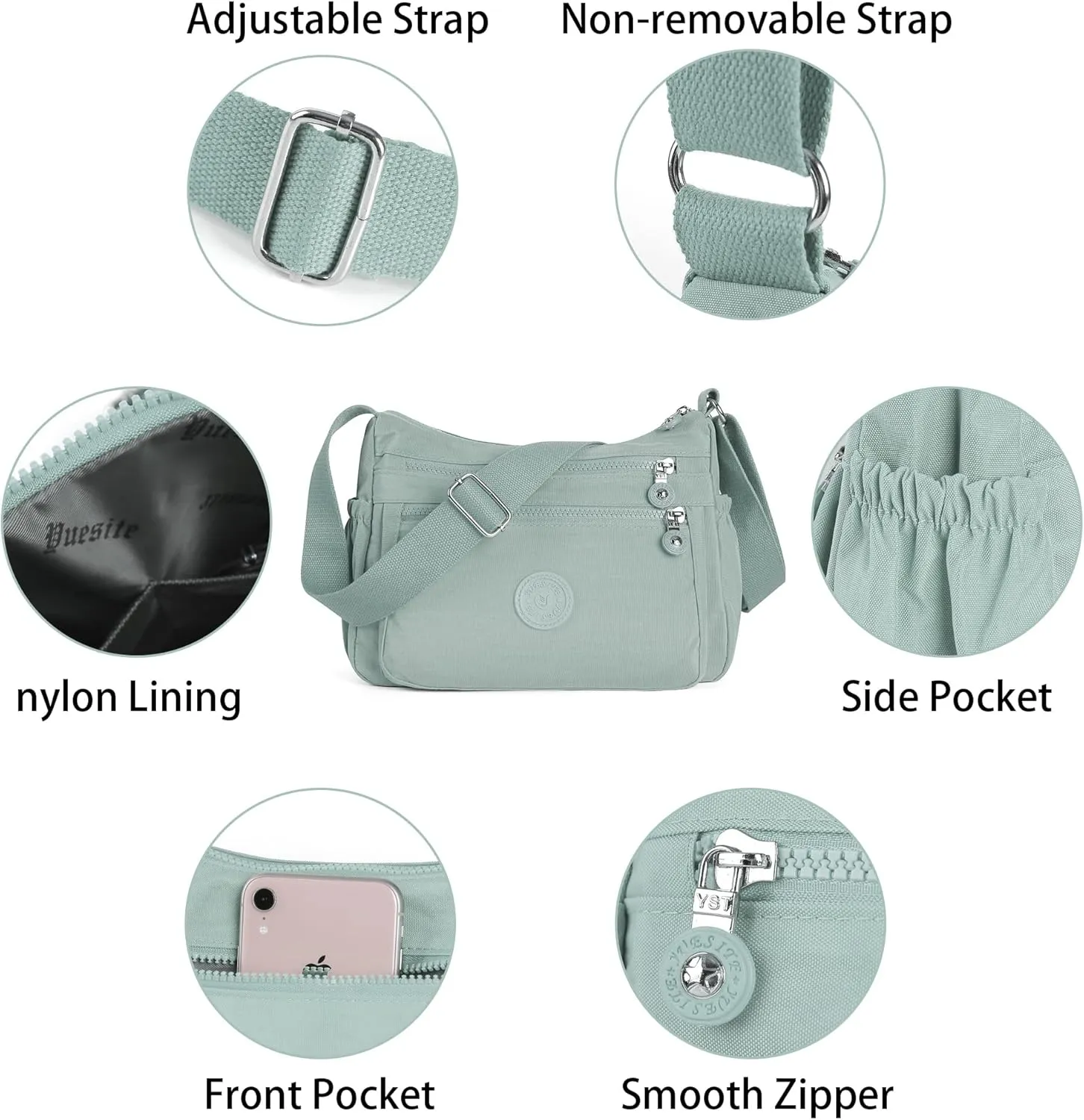 Crossbody Bags for Women Waterproof Tote Bag Casual Nylon Purse Handbag RFID Lightweight Messenger Bag