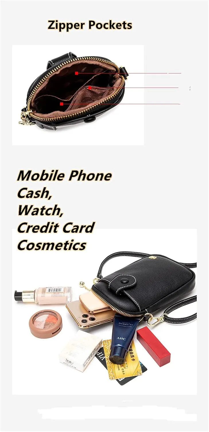 Crossbody Purse for Samsung Galaxy A2 Core Touchscreen Leather Wallet Case Mini Cell Phone Pouch with Credit Card Slots Zipper Shoulder Handbags Clutch Gift for Women Girls,Pink