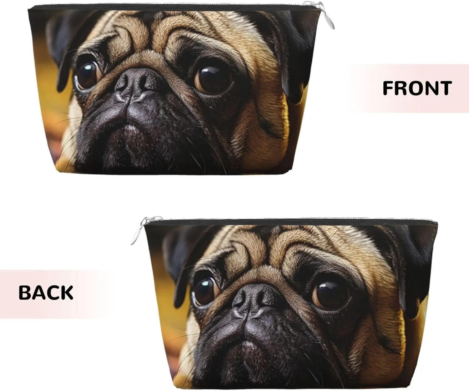 Cry Pug Cosmetic Bag Pu Leather Waterproof Makeup Bag Portable Travel Toiletry Bag Organizer Silver Zipper Pouch For Women Ladies Gift
