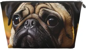 Cry Pug Cosmetic Bag Pu Leather Waterproof Makeup Bag Portable Travel Toiletry Bag Organizer Silver Zipper Pouch For Women Ladies Gift