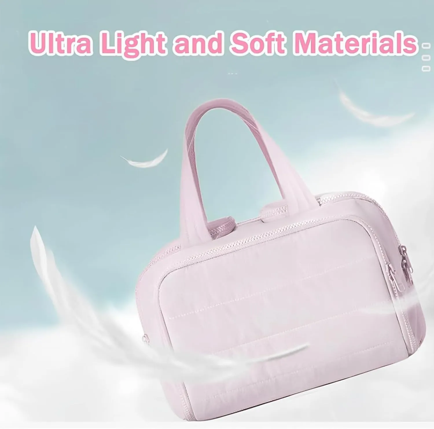 Cureaway Travel Cosmetic Bag for Women,Curetoaway Cuteaway Large Capacity Wide-Open Travel Cosmetic Bag,4-in-1 Puffy Multi-functional Toiletry for Women with Divider and Handle (white)