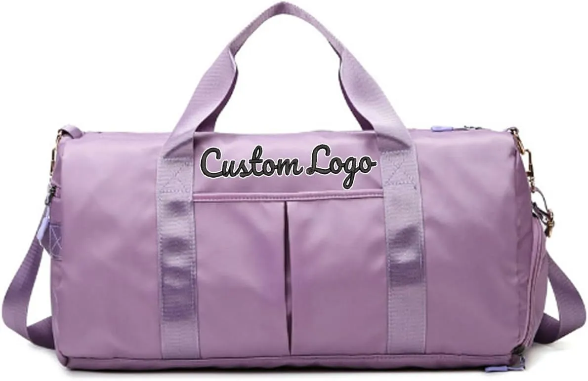 Custom Duffel Bags Name/Logo Embroidered Personalized Weekender Overnight Bag with Shoe Compartment Waterproof Gym Bag for Travel Women Men