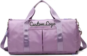 Custom Duffel Bags Name/Logo Embroidered Personalized Weekender Overnight Bag with Shoe Compartment Waterproof Gym Bag for Travel Women Men