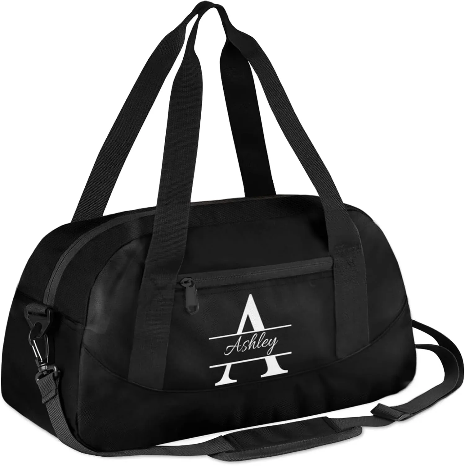 Custom Sports Duffel Bag Personalized Name Dance Gym Bag for Women Men Overnight Weekender Travel Duffel Bags Lightweight 18.5in, Pure Black