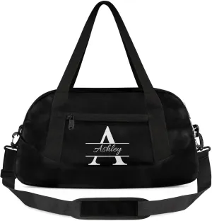 Custom Sports Duffel Bag Personalized Name Dance Gym Bag for Women Men Overnight Weekender Travel Duffel Bags Lightweight 18.5in, Pure Black