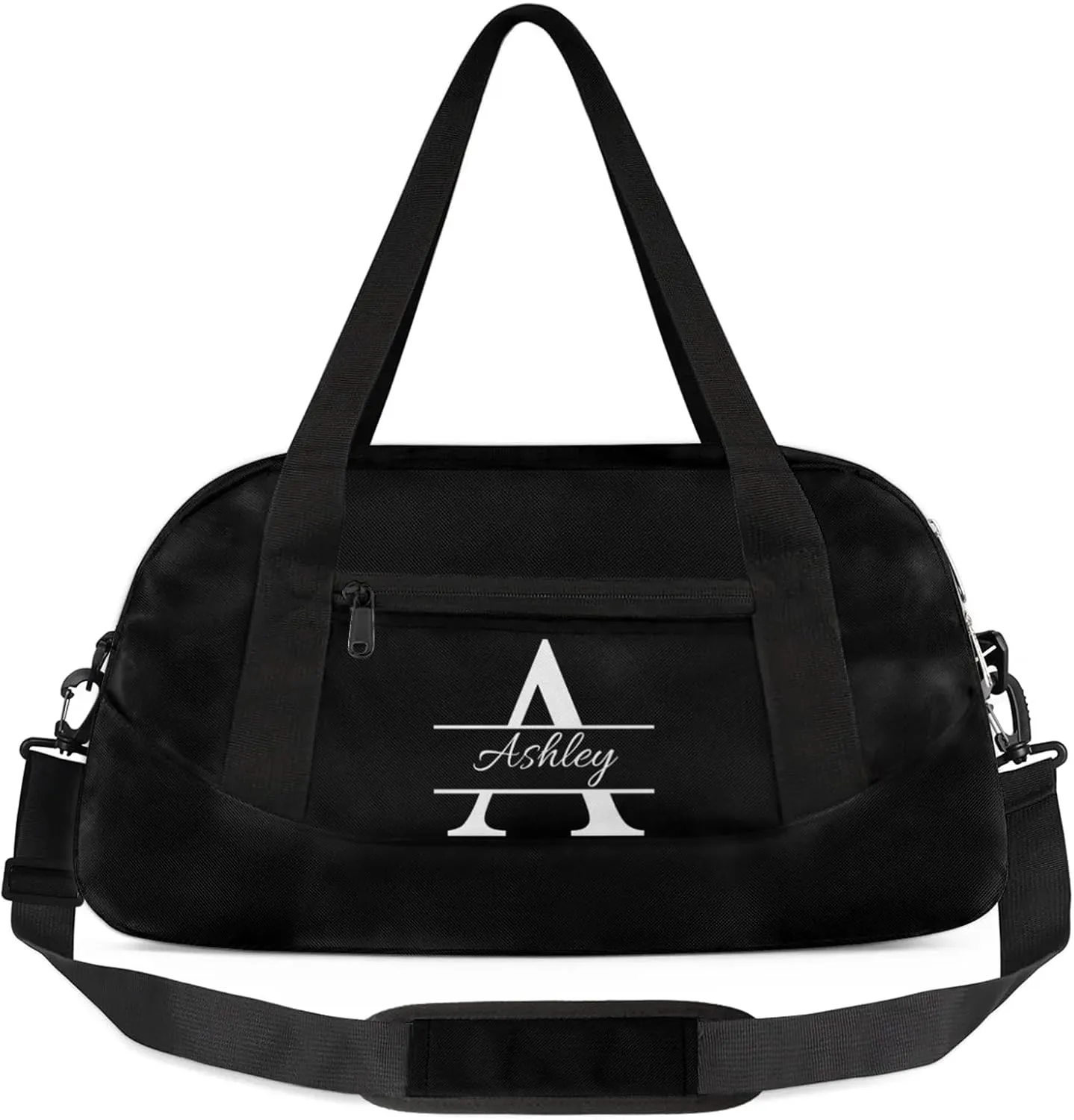 Custom Sports Duffel Bag Personalized Name Dance Gym Bag for Women Men Overnight Weekender Travel Duffel Bags Lightweight 18.5in, Pure Black