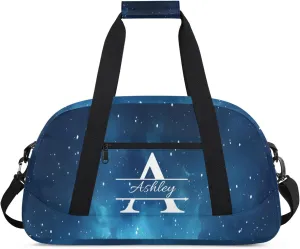 Custom Sports Duffel Bag Personalized Name Dance Gym Bag for Women Men Overnight Weekender Travel Duffel Bags Lightweight 18.9in, Galaxy Star Outer Space