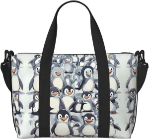 Cute Baby Penguins Sketch print Travel Duffel Bag,workout duffel bag, overnight shoulder Bag,Weekender Bag for Women Men