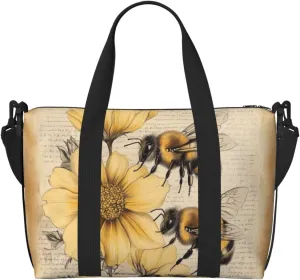 cute bee print Travel Duffel Bag, Sports Tote Gym Bag, Swim Pool Bag Large Shoulder Tote Bag for Beach Weekender