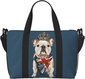 cute British bulldog print Travel Duffel Bag, Sports Tote Gym Bag, Swim Pool Bag Large Shoulder Tote Bag for Beach Weekender
