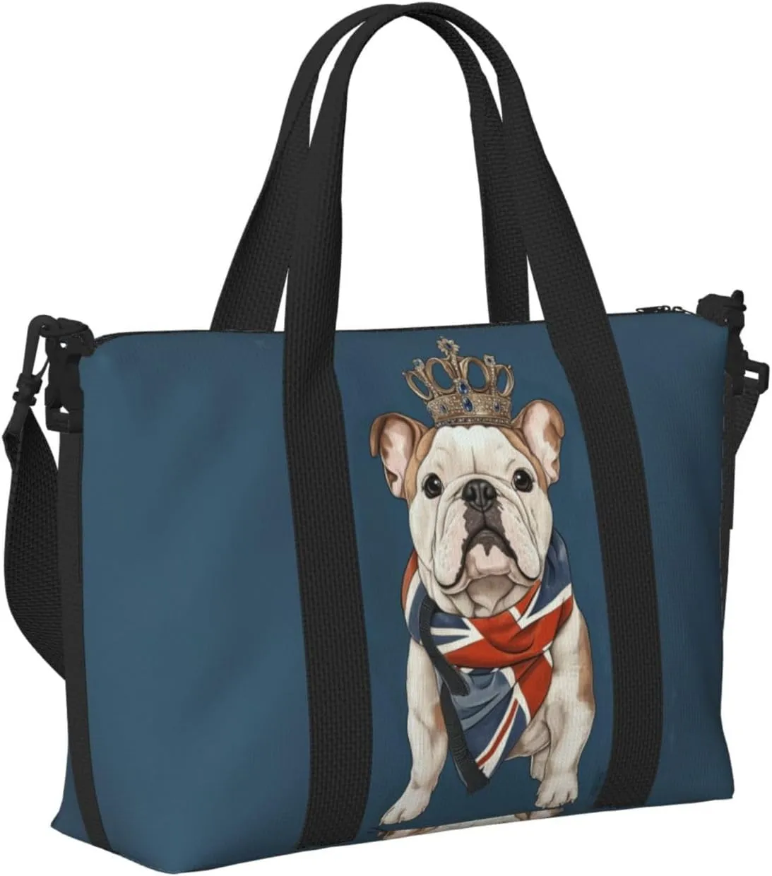 cute British bulldog print Travel Duffel Bag, Sports Tote Gym Bag, Swim Pool Bag Large Shoulder Tote Bag for Beach Weekender