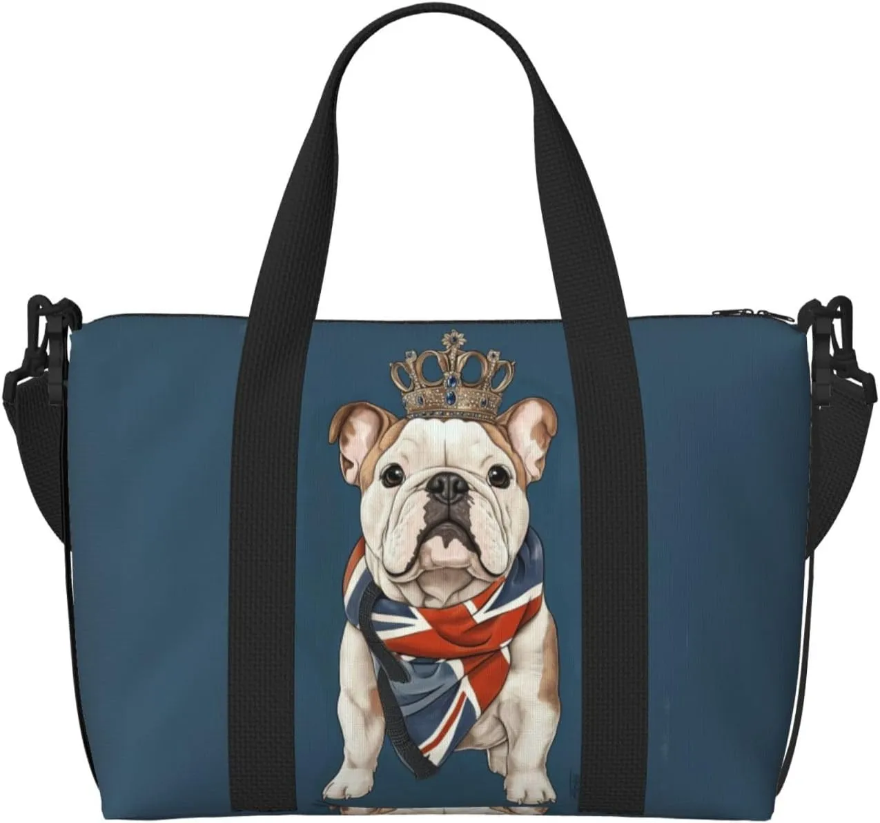 cute British bulldog print Travel Duffel Bag, Sports Tote Gym Bag, Swim Pool Bag Large Shoulder Tote Bag for Beach Weekender