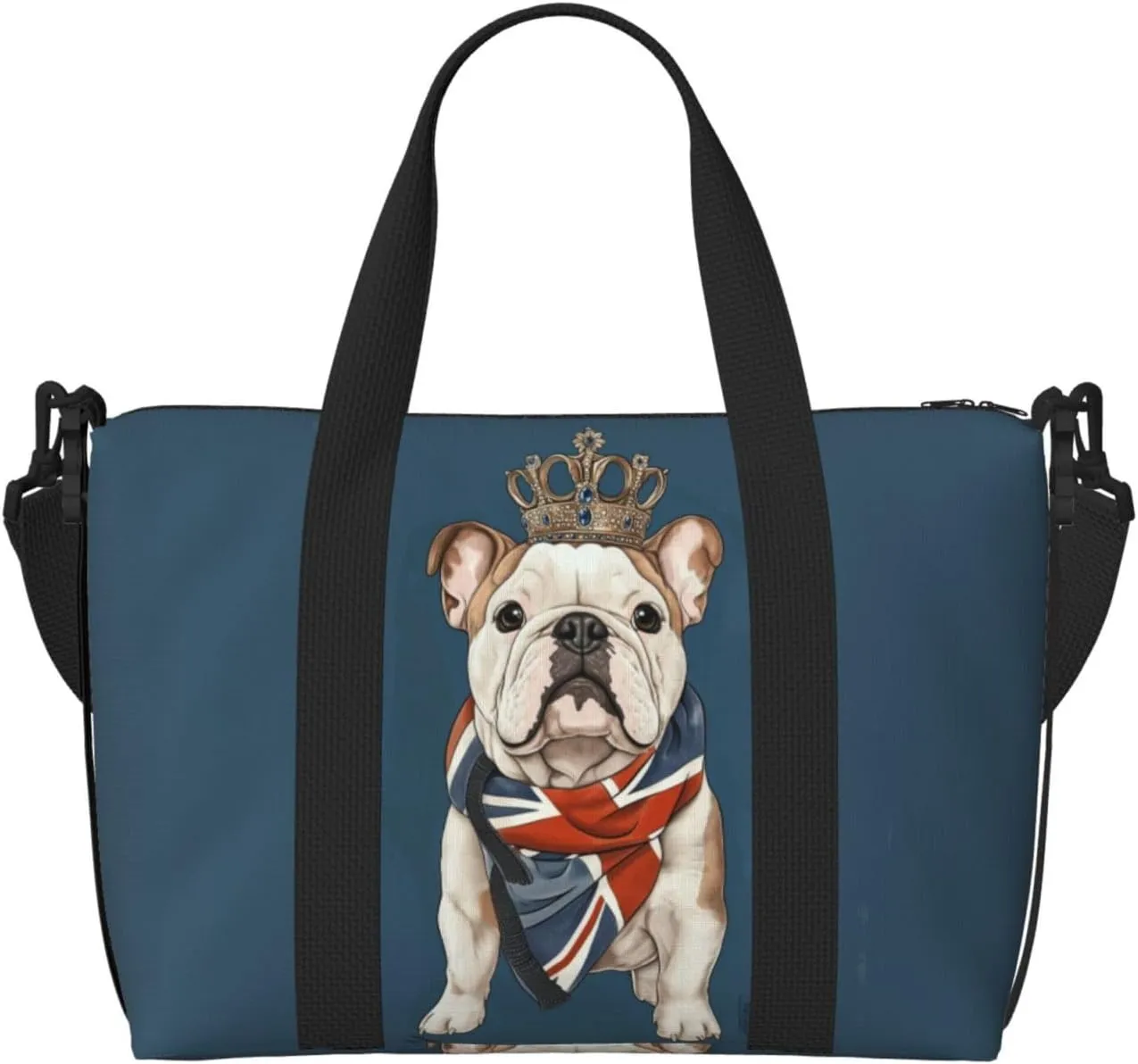 cute British bulldog print Travel Duffel Bag, Sports Tote Gym Bag, Swim Pool Bag Large Shoulder Tote Bag for Beach Weekender