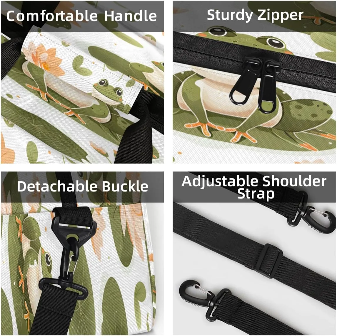 Cute Cartoon Frog Mini Gym Bag 18 inch for Women Men Waterproof Custom Frog Travel Duffel Bag Carry On Overnight Tote Nurse Bag for Work Fitness Hiking