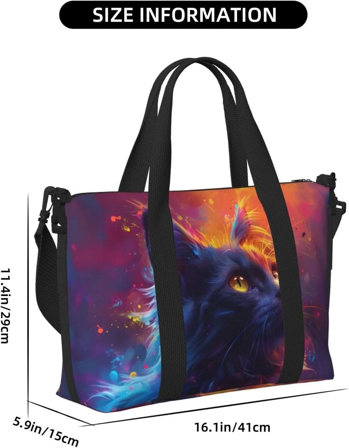 cute cat print Travel Duffel Bag, Sports Tote Gym Bag, Swim Pool Bag Large Shoulder Tote Bag for Beach Weekender, 202-406-121